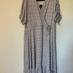 Torrid Black and White Plaid Midi Dress